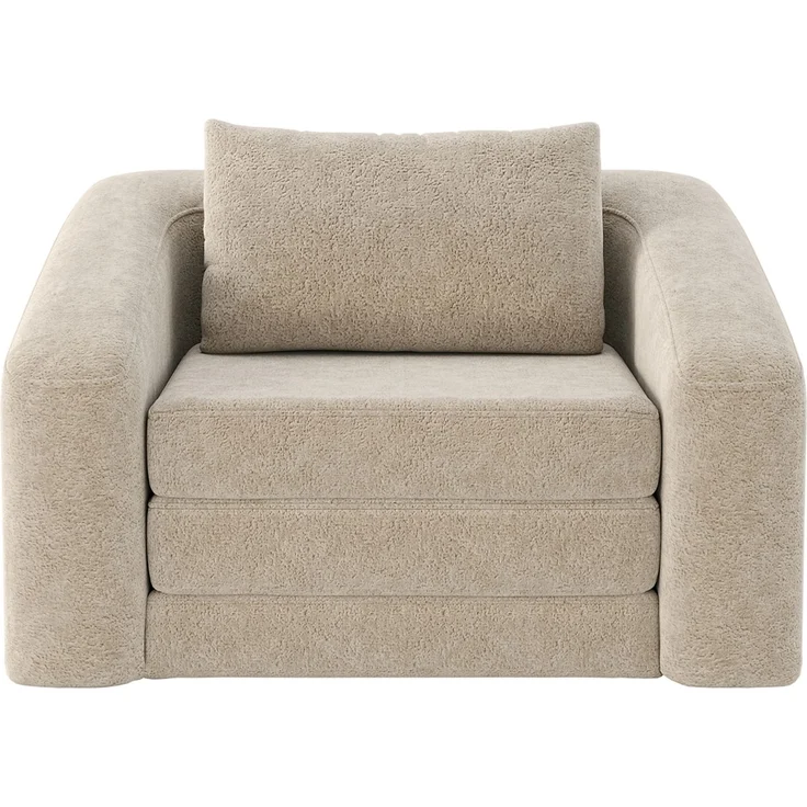 skølm 'Fjäll' Schlafsessel mit 1 Kissen, beige, Teddy-Bouclé Sessel ausklappbar, mit Liegefunktion, vakuumverpackt ohne Aufbau – Bild 11