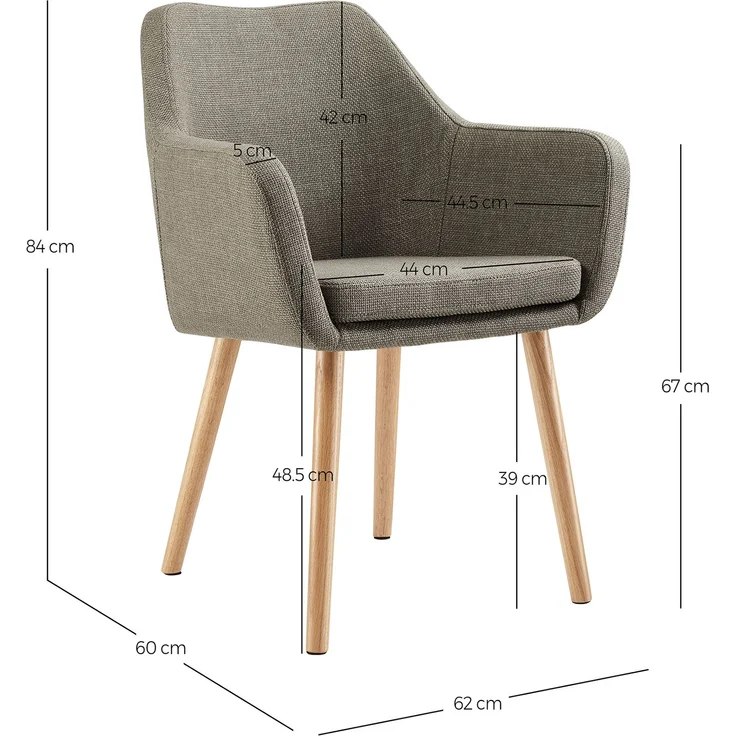 SalesFever Armlehnstuhl aus Strukturstoff – Massivholz-Eichenbeine, skandinavisches Design – Bild 8