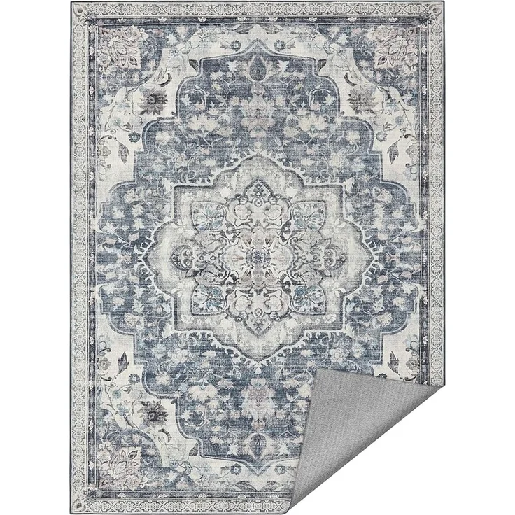 Songmics HOME Teppich, 120x170 cm, Wohnzimmerteppich, Rutschfester Teppich, traditioneller Vintage-Stil, für Wohnzimmer, Küche, Flur, Esszimmer, maschinenwaschbar,Taubengrau – Bild 2