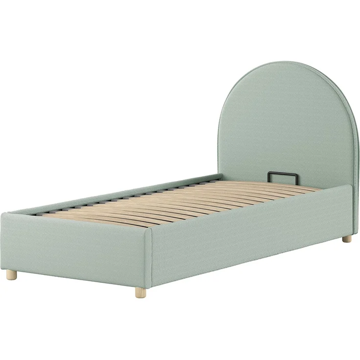MOON Polsterbett 90 x 200 cm mit Bettkasten, inkl Lattenrost, Bezug trendiger Boucle Stoff in Grün – Bild 3