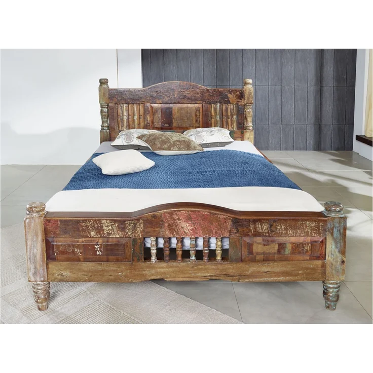Bett Altholz 180x200x100 mehrfarbig lackiert FABLE #13 – Bild 4