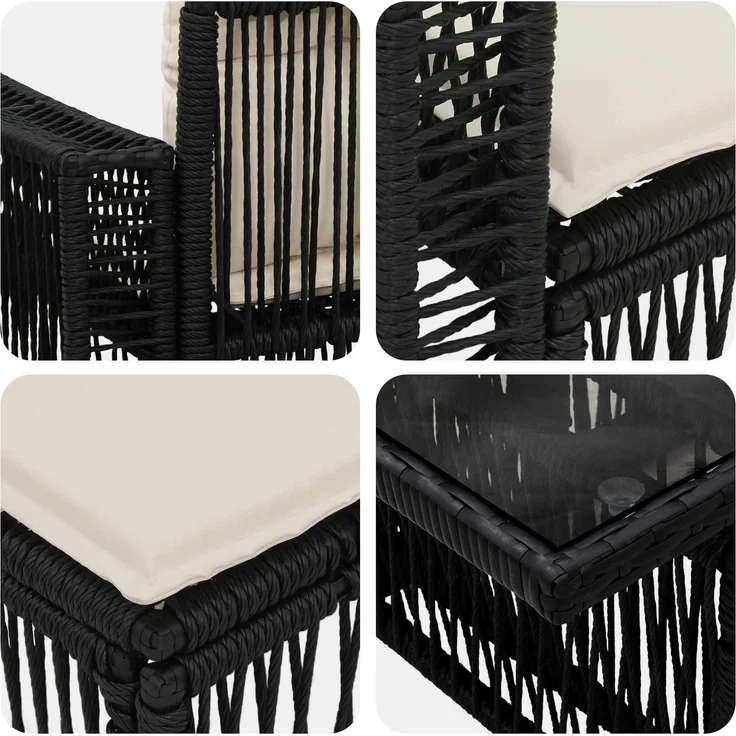 vidaXL Gartensofa-set 5 stk. Schwarz und Cremeweiß Poly-Rattan 3436780 – Bild 8