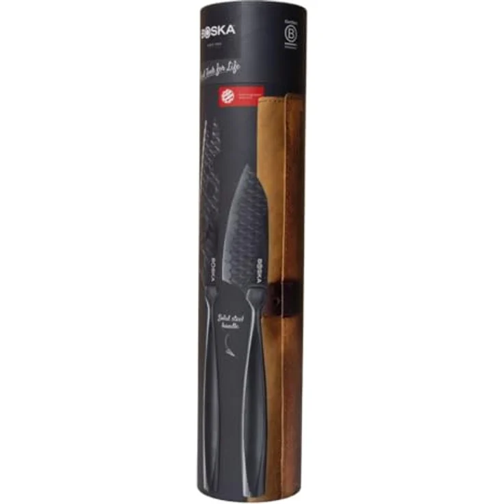 Boska Käsemesser-Set Monaco+ Schwarz, 3-tlg. mit Lederhülle, Käsemesser, Edelstahl, Schwarz, 28 cm, 307089 – Bild 4