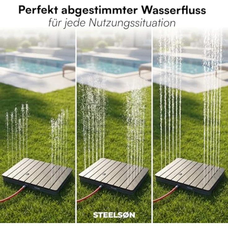 STEELSØN 'Samaya' Bodendusche rechteckig, Gartendusche anthrazit/grau, Campingdusche wetterfest, Saunadusche, Fontänenhöhe bis zu 4m, inkl. Fußrad – Bild 5