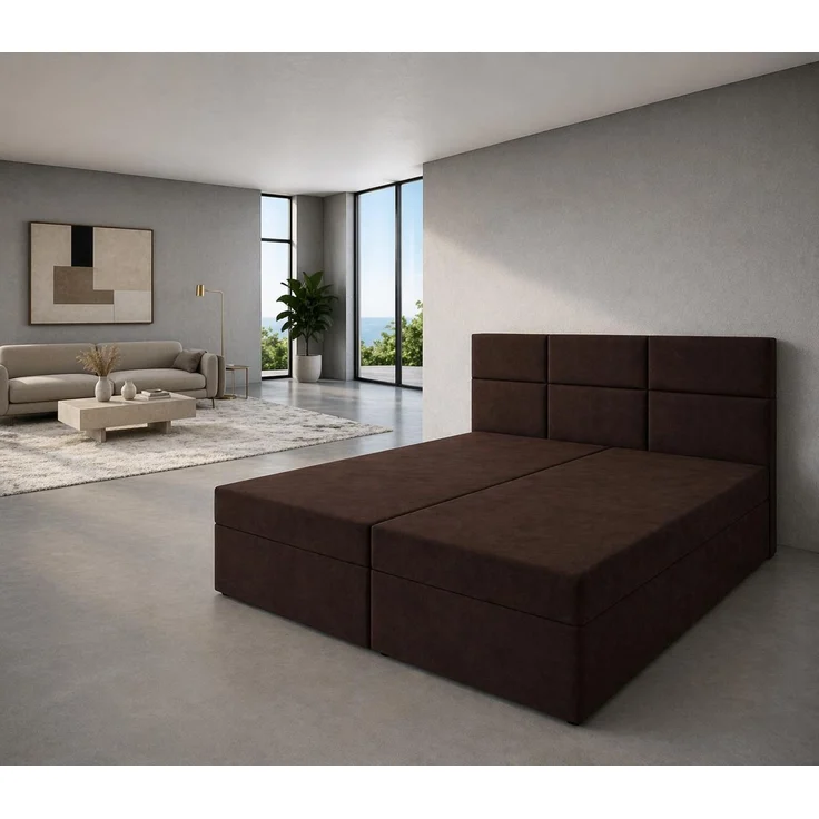 KRISAN MÖBEL Kontinentalbett DREAM2 Braun mit 2 Bettkasten und ergonomischem Topper, Bonell-Federkern Matratze, 160 x 200 cm Bronze – Bild 4