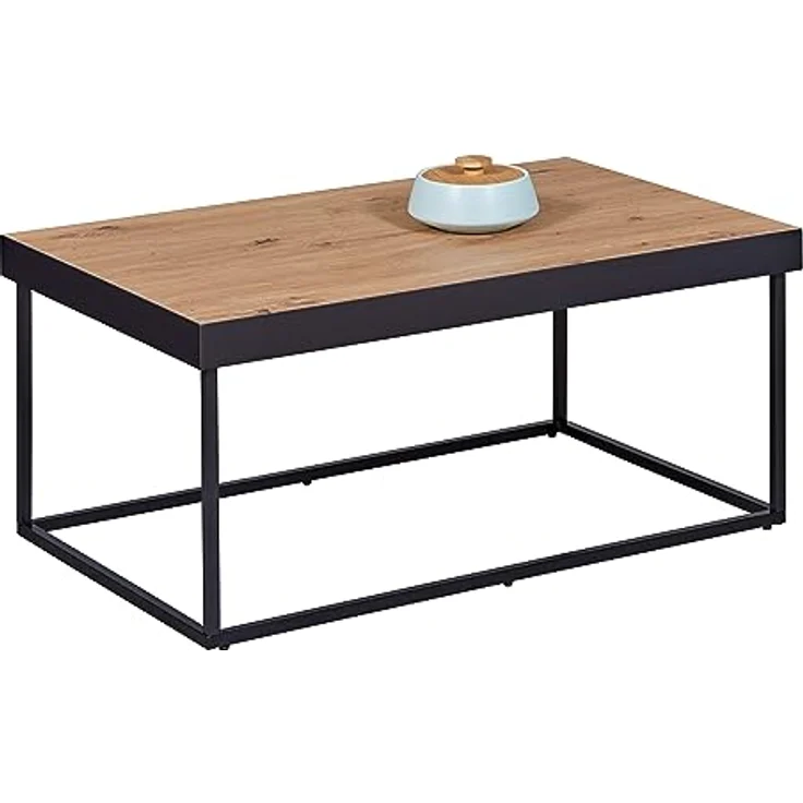 Livetastic Couchtisch, Rechteckig, Schwarz, Eiche Artisan, Holzwerkstoff, 55x40x90 cm, Kufe – Bild 3