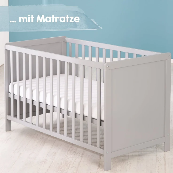 roba Beistell- & Babybett 60 x 120 - inkl. Lattenrost & Matratze - Höhenverstellbar - Taupe – Bild 4