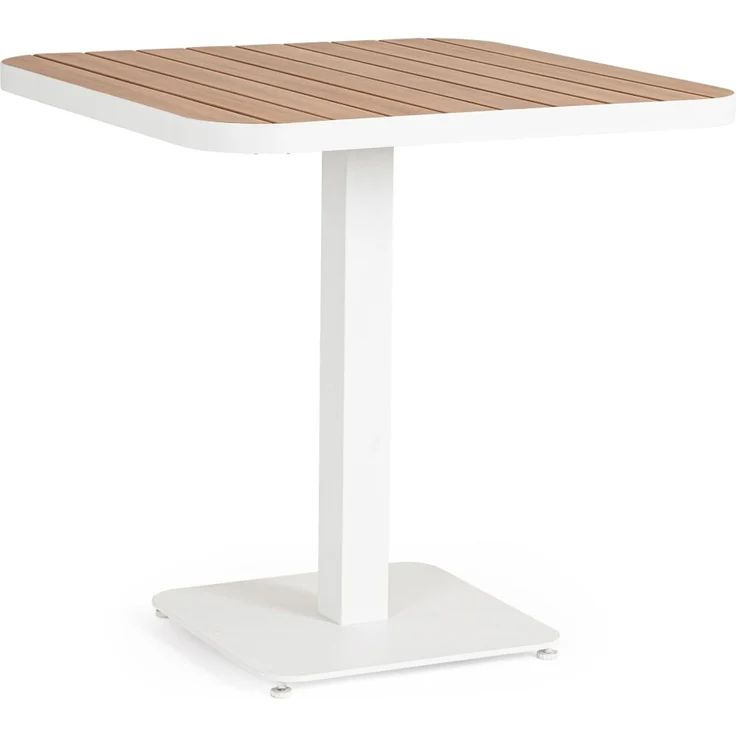 Gartenesstisch Belmar aus Aluminium, modern skandinavisch, weiß, quadratisch 75x75 cm, Outdoor – Bild 1