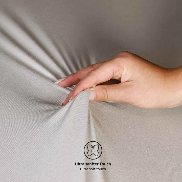 Esprit Spannbettlaken PREMIUM Spannbettlaken, 95% Baumwolle, 5% Elasthan, Gummizug: rundum, (1 Stück), 100 x 200 cm in Grau – Bild 1