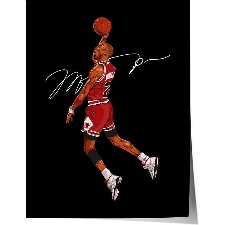 Basketball Dunk Poster · Iconic Jump Shot Illustration · Chicago Style Sport Art · Urban Pop Art Design · Moderne Wandkunst · Print ohne Rahmen - 40x50cm