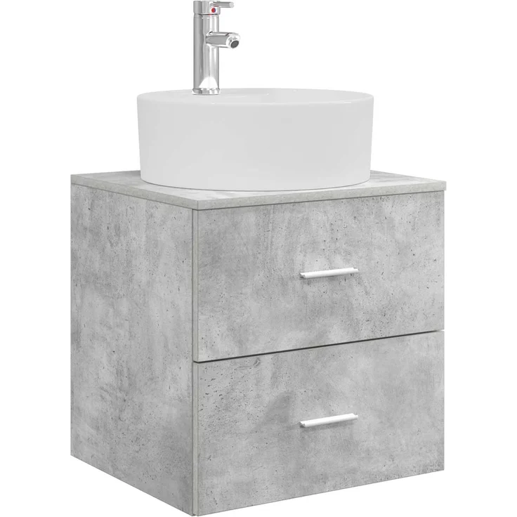 vidaXL Wandmontiertes Badezimmerschrank-Set 3 stk. Betongrau 3405870 – Bild 4