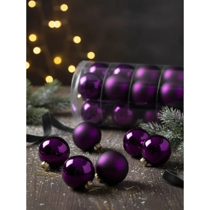 MAGIC by Inge Weihnachtsbaumkugel Weihnachtskugeln 20 Stk 6cm purple symphony + 40 Haken gold
