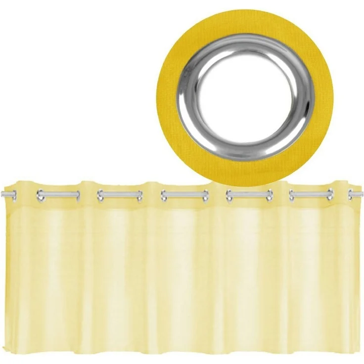 Ösen-Bistrogardine in B160cm x L45cm, transparente uni Scheibengardine Voile in vielen verschiedenen Farben erhältlich (gelb - lemongelb) – Bild 1