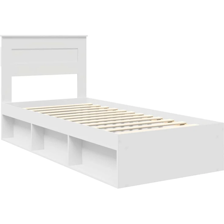 vidaXL Bettrahmen mit Kopfteil Weiß 75 x 190 cm Massives Kiefernholz 3409815 – Bild 3