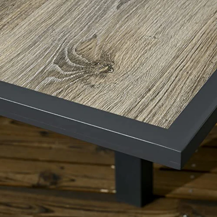 Outsunny Gartentisch, rechteckig, ausziehbar von 80 auf 160 cm, mit Aluminiumrahmen und pflegeleichter Kunststoffplatte, Beige und Grau – Bild 9