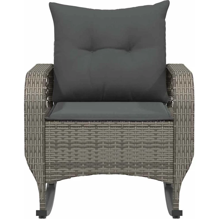 vidaXL Garten-Schaukelstuhl mit Kissen Grau Poly Rattan 4104195 – Bild 3