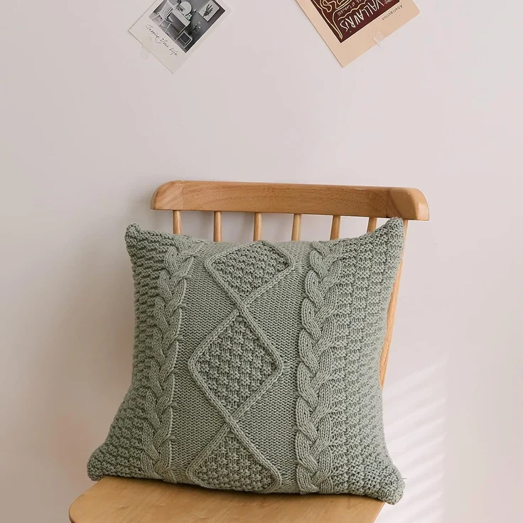 ABC Gestrickter Kissenbezug im Retro-Stil, grau – Bild 4