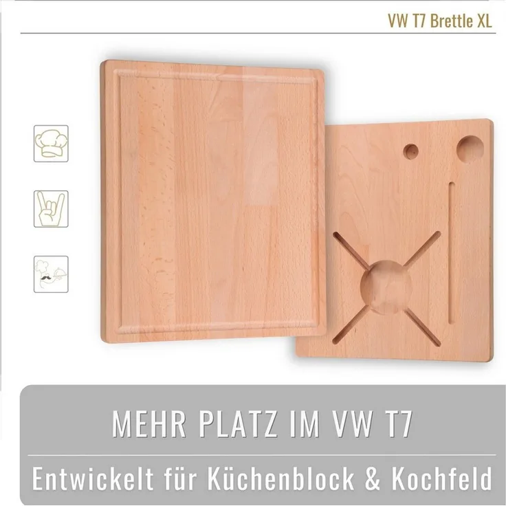 BLACK FOREST FOX Campingtisch Schneidebrett VW T7 California maßgefertigtes Camper Brettle (1-St)