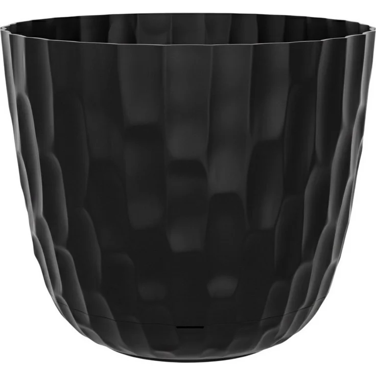 Engelland Blumentopf Pflanztopf mit Untersetzer & Bewässerungssystem (Vorteils-Set, 1 St, robuster PP-Kunststoff), Übertopf, Hammerschlag-Optik, Innen- & Außen, Wasserspeicher, rund – Bild 5