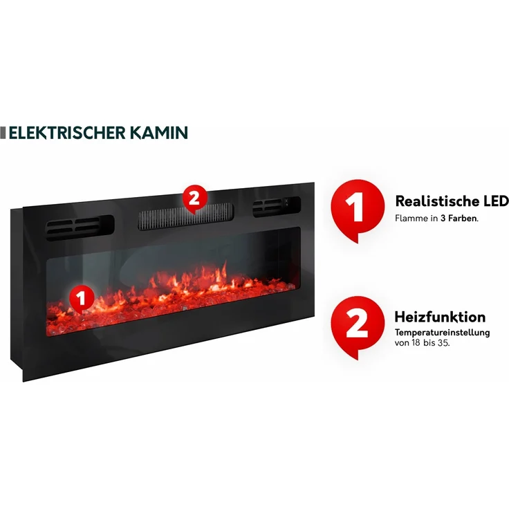 Mirjan24 'Trigev' TV-Lowboard mit 2 Drehtüren, elektrischer Kamin, nuss Warmia, 58 x 42 x 181 cm – Bild 7