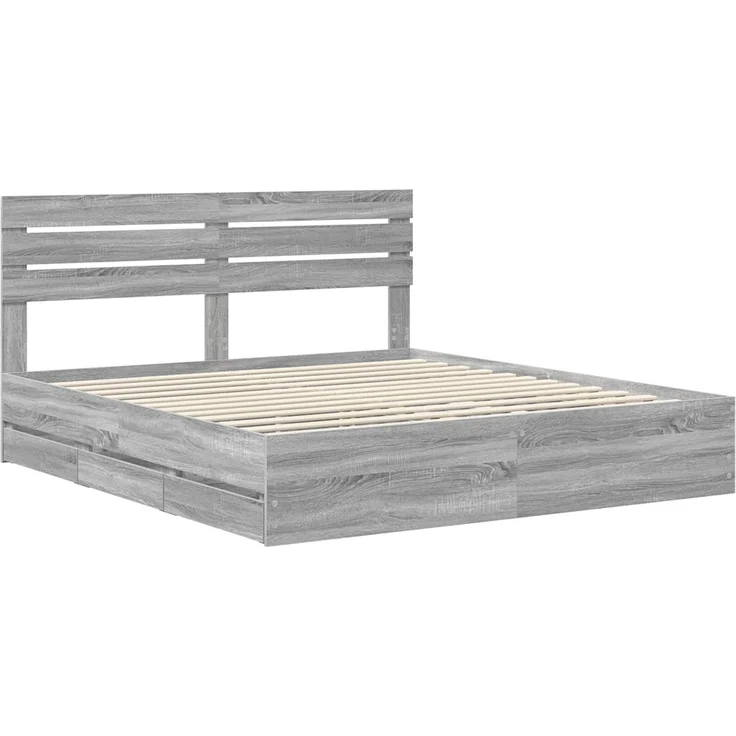 vidaXL Bettrahmen Graues Sonoma 180x200 cm Ingenieurs Holz 3411488 – Bild 3