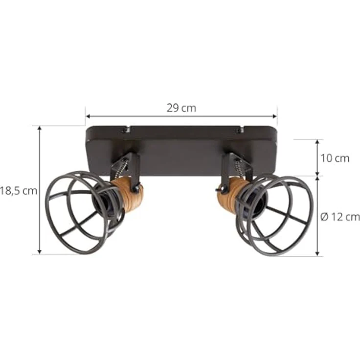 Lindby Arinthea Strahler, 2-flammig E14, Landhaus Vintage Rustikal in Schwarz, Deckenlampe für Wohnzimmer und Esszimmer – Bild 4