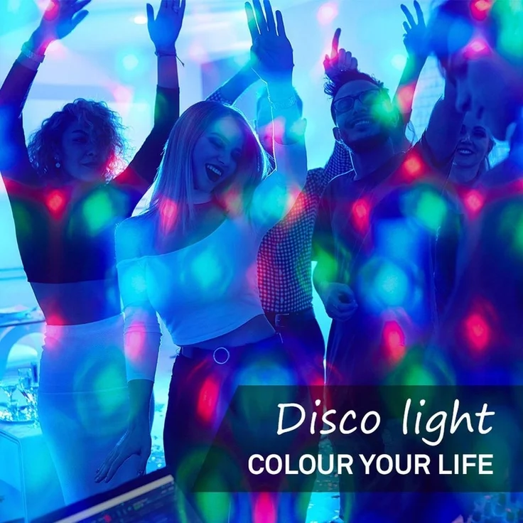 BRILONER - LED Discokugel E27 mit buntem RGB Licht, rotierendes Licht, Kristalloptik, Discolicht Partylicht, Party Deko Geburtstag, Partybeleuchtung, Lampe, Glühbirne, LED Birne, 12,9x7,3 cm, Klar – Bild 3