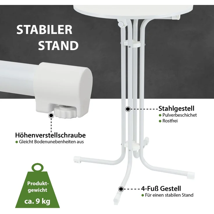 10x Stehtisch klappbar Ø 70 cm Höhe 110 cm Stahl Gastrotisch Partytisch Bistrotisch in Weiß – Bild 3