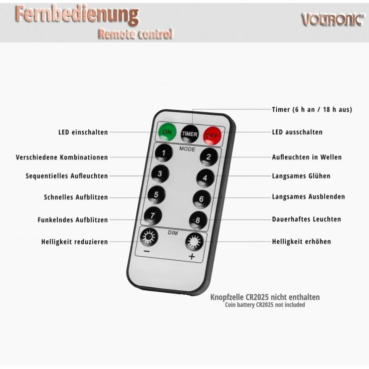 VOLTRONIC® LED Lichterkette, innen und außen, IP44, Modell- und Farbwahl, 200 LEDs, bunt, Fernbedienung – Bild 4