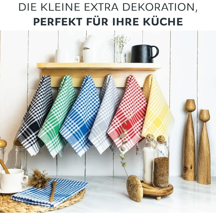 Laynenburg Geschirrtuch 10er Set Premium Geschirrtücher aus Baumwolle 45x65 cm fusselfrei, (10-tlg), Küchentücher fusselfrei & modern Vintage Küchenhandtücher – Bild 4