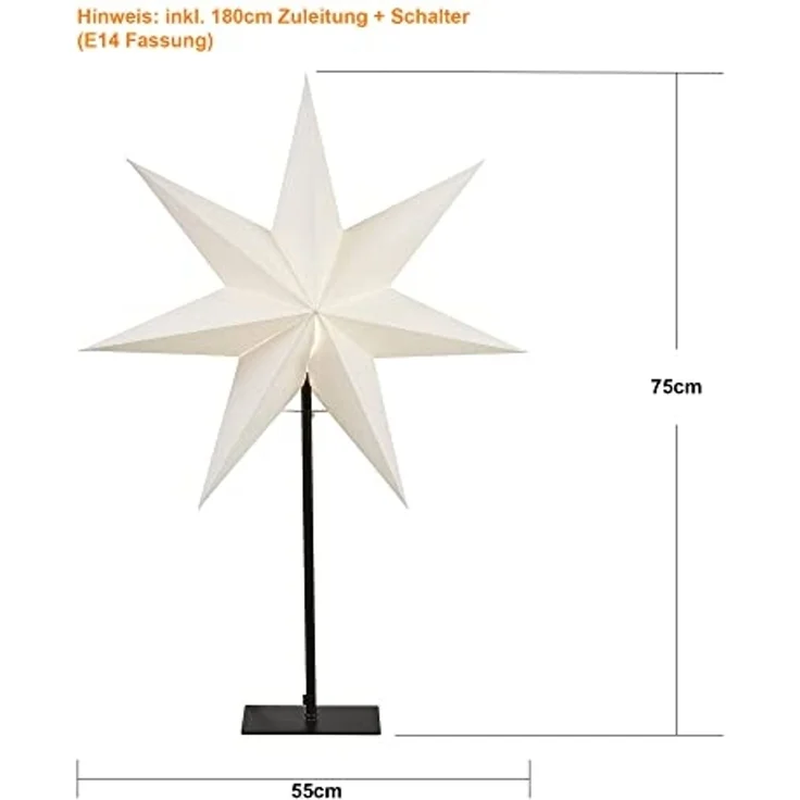 Standstern "Frozen", ohne Lochung, weiß, E14,ca. 52 x 80 cm – Bild 6