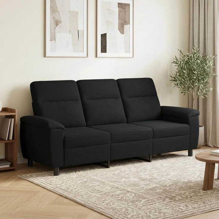 vidaXL Sofa Schwarz 214 x 90 x 95 cm Stoff 42040966 – Bild 1