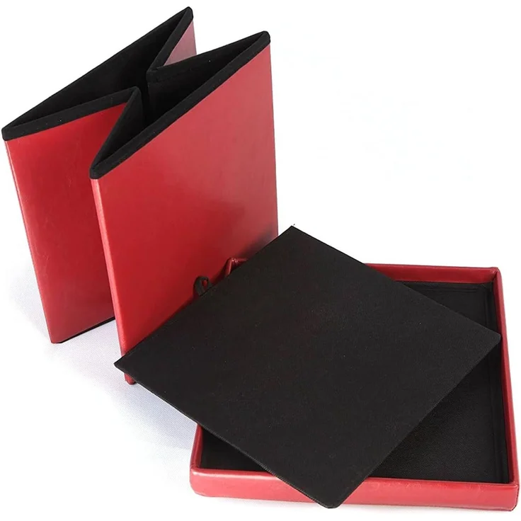 ECHTWERK Sitzwürfel, Storecube, Polsterhocker mit Stauraum, faltbare Aufbewahrungsbox, Fußhocker, klappbar, Funktion als Beistelltisch, abnehmbarer Deckel, Kunstleder, rot, circa 38 x 38 x 38 cm – Bild 4