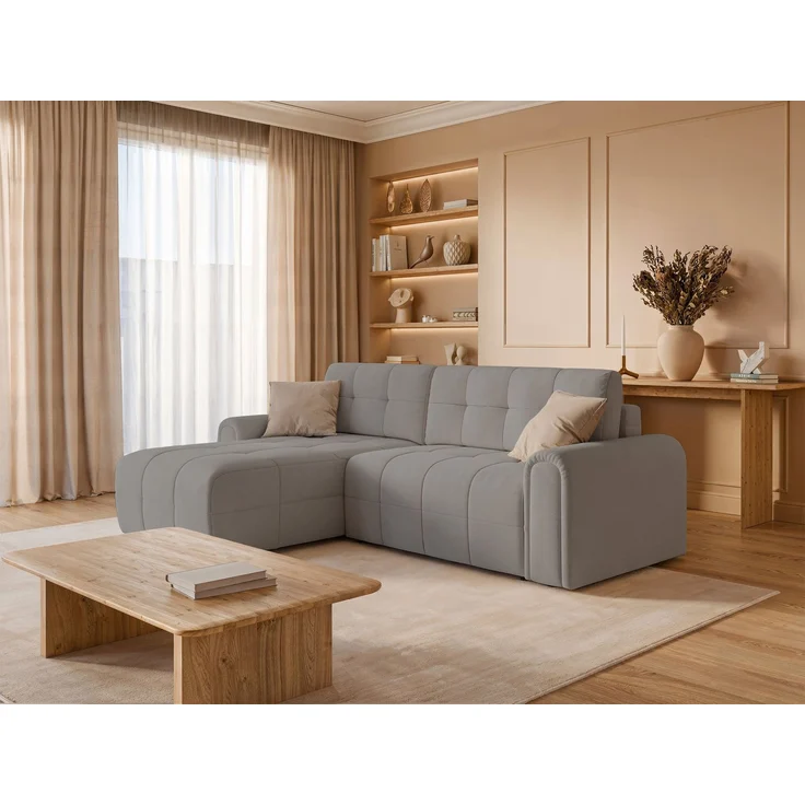 Selsey Simolla – Ecksofa mit Schlaffunktion und Bettkasten, links, Chenille, Greige – Bild 3