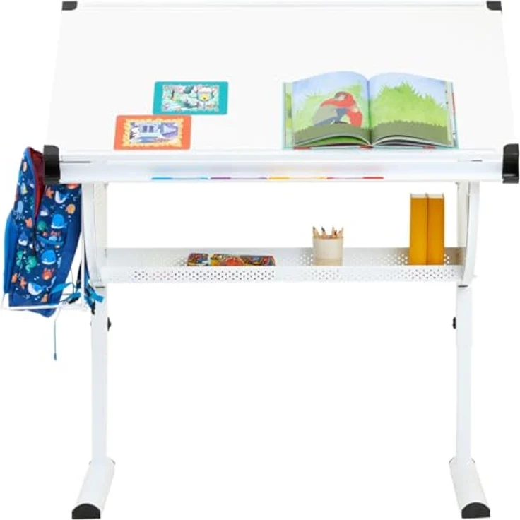 CARO-Möbel Kinderschreibtisch SARI, Kinderschreibtisch höhenverstellbar Schreibtisch neigbar Tisch mit Abl – Bild 5