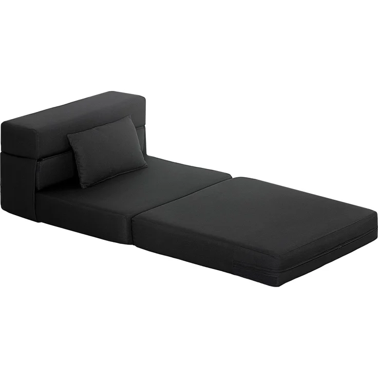 JARDJ Verwandlungssessel, 1-Sitzer-Klappstuhl/Bett, inklusive Kissen, für Gäste, Wohnzimmer, kleine Räume, 120 kg Belastbarkeit, schwarz – Bild 2