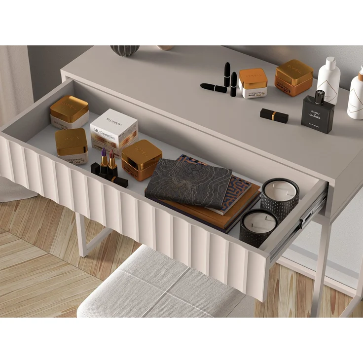 Selsey 'Derriva' Schminktisch mit Schublade, hellbeige, ca. 78 x 92 x 40 cm – Bild 7