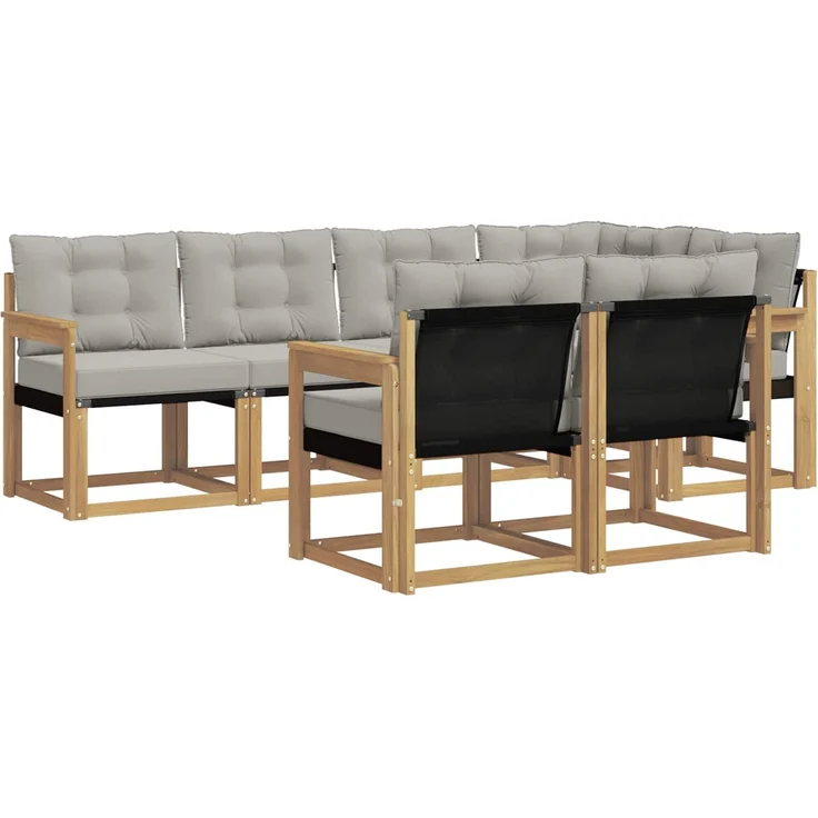 vidaXL Outdoor-Sofagarnitur 7 stk. 7-Sitzer Weiß und Hellgrau 3389565 – Bild 2