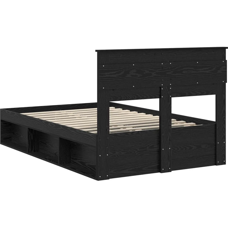 vidaXL Bettrahmen Schwarz 135 x 190 cm Massives Kiefernholz 3409768 – Bild 8