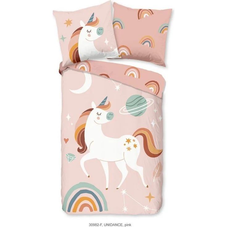 soma Bettwäsche Kinderbettwäsche Biber 135X200 Unidance Pink Einhorn rosa pastell, Biber, 2 teilig, 135x200 Warm Weich Wende Reißverschluss Kind Einhorn Rosa Unicorn – Bild 4