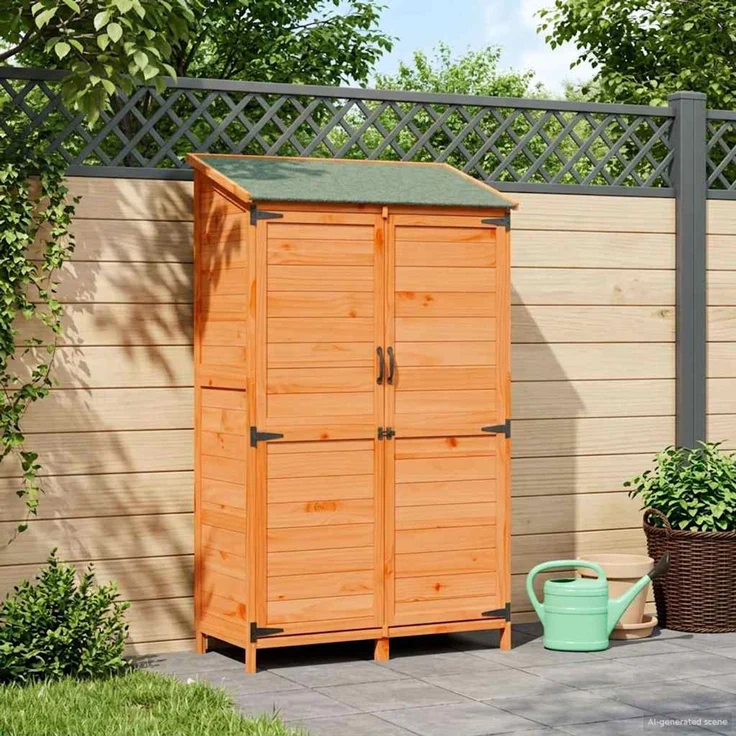 vidaXL Gartenschuppen Braun 106,5 x 56 x 176 cm Massivholz aus Fichte 42033451 – Bild 1