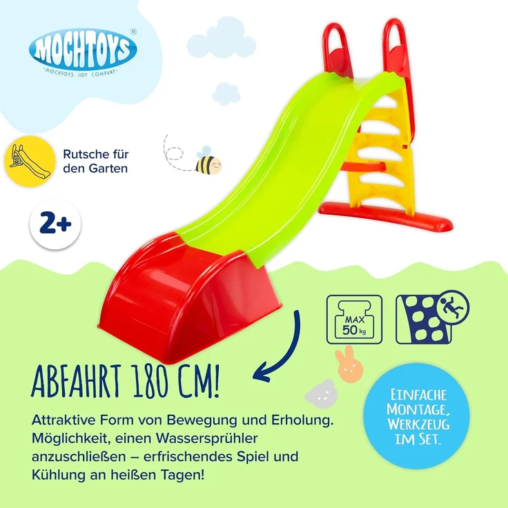 Mochtoys Kinderrutsche 10832/12199 Rutschlänge 180 cm Wasserrutsche rutschfest grün – Bild 7