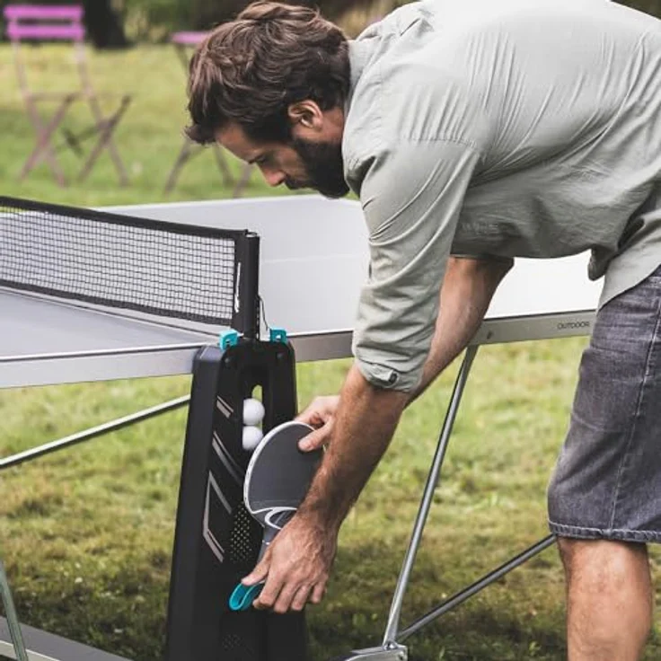 Cornilleau Outdoor Tischtennisplatte 100X, wetterfest mit Push'n'Lock Klappmechanismus, blau – Bild 9