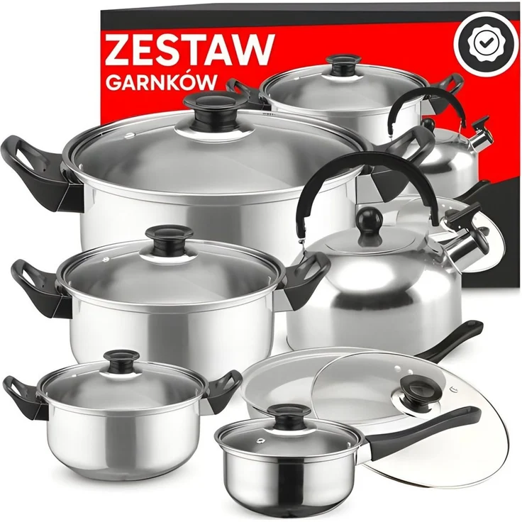 Retoo Topf-Set Kochtopf Set 11-teilig für Induktion & Gas mit Pfanne und Wasserkocher, Edelstahl (Kochgeschirr-Set, 11-tlg, 11-teiliges Kochgeschirr-Set), Für Induktion und Gas geeignet, Antihaftbeschichtung – Bild 1