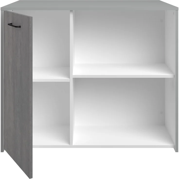 Mehrzweckschrank-Set >Malice 6< (3-teilig) Buffet + Insel + Beistellschrank, Beton Optik hell / weiß – Bild 5