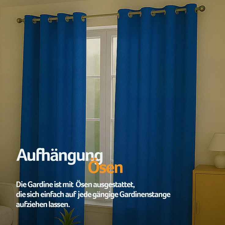 Gardine mit Ösen *** x *** cm ( Breite x Länge ) in ***, blickdichter Vorhang, Ösenvorhang in vielen Variationen 140x175 cm Blau – Bild 6