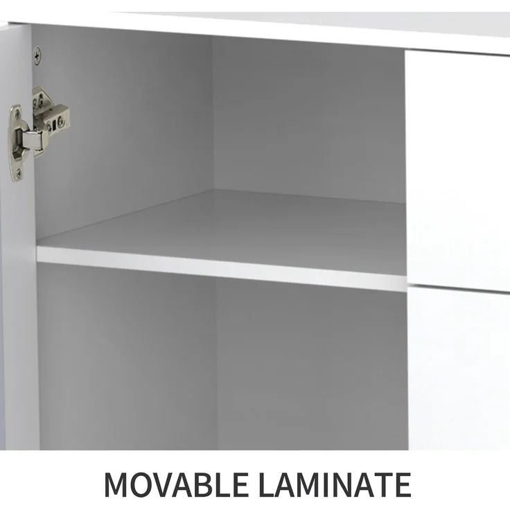 Weiß verspiegelte Anrichte mit kühlen Kristallgriffen, für Wohn- und Esszimmer, 147,5 x 40 x 102cm – Bild 10