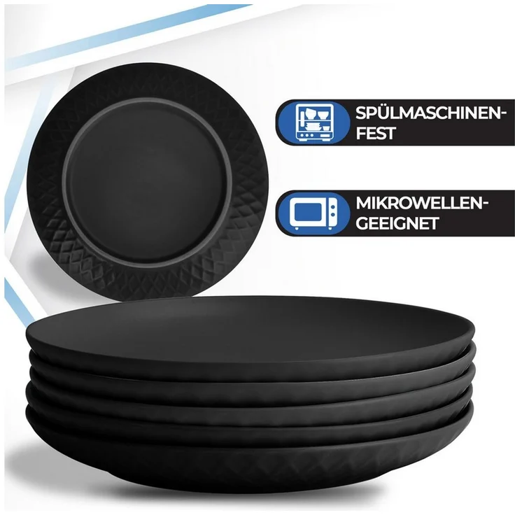 MiaMio Frühstücksteller Palmanova Schwarz, 20,5 cm, (6 St), Palmanova, 20,5 cm, 6-tlg. – Bild 1
