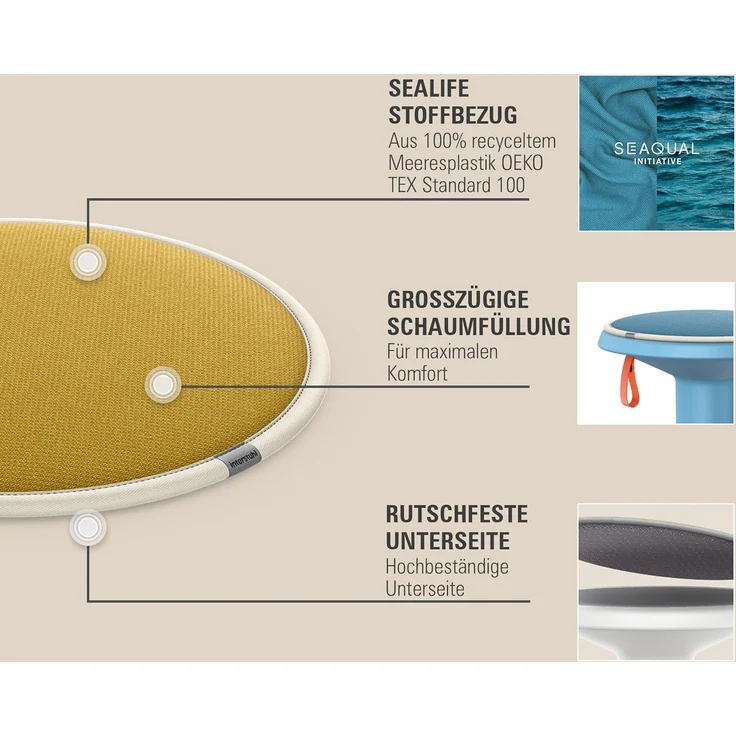 Interstuhl UPis1 Premium Sitzkissen - Besonders bequemes Stuhlkissen perfekt geeignet für Hocker, Stühle, Bänke und Fußböden - Perfekt UPis1 Bürohocker (ECO Anthrazitgrau) – Bild 4