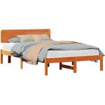 vidaXL Bettrahmen Wachsbraun 135 x 190 cm Massives Kiefernholz 872115